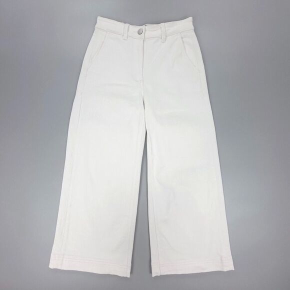 EVERLANE Minimal High Rise Wide Leg Cropped Utility Pant Culotte Jeans White 0 - Picture 1 of 7